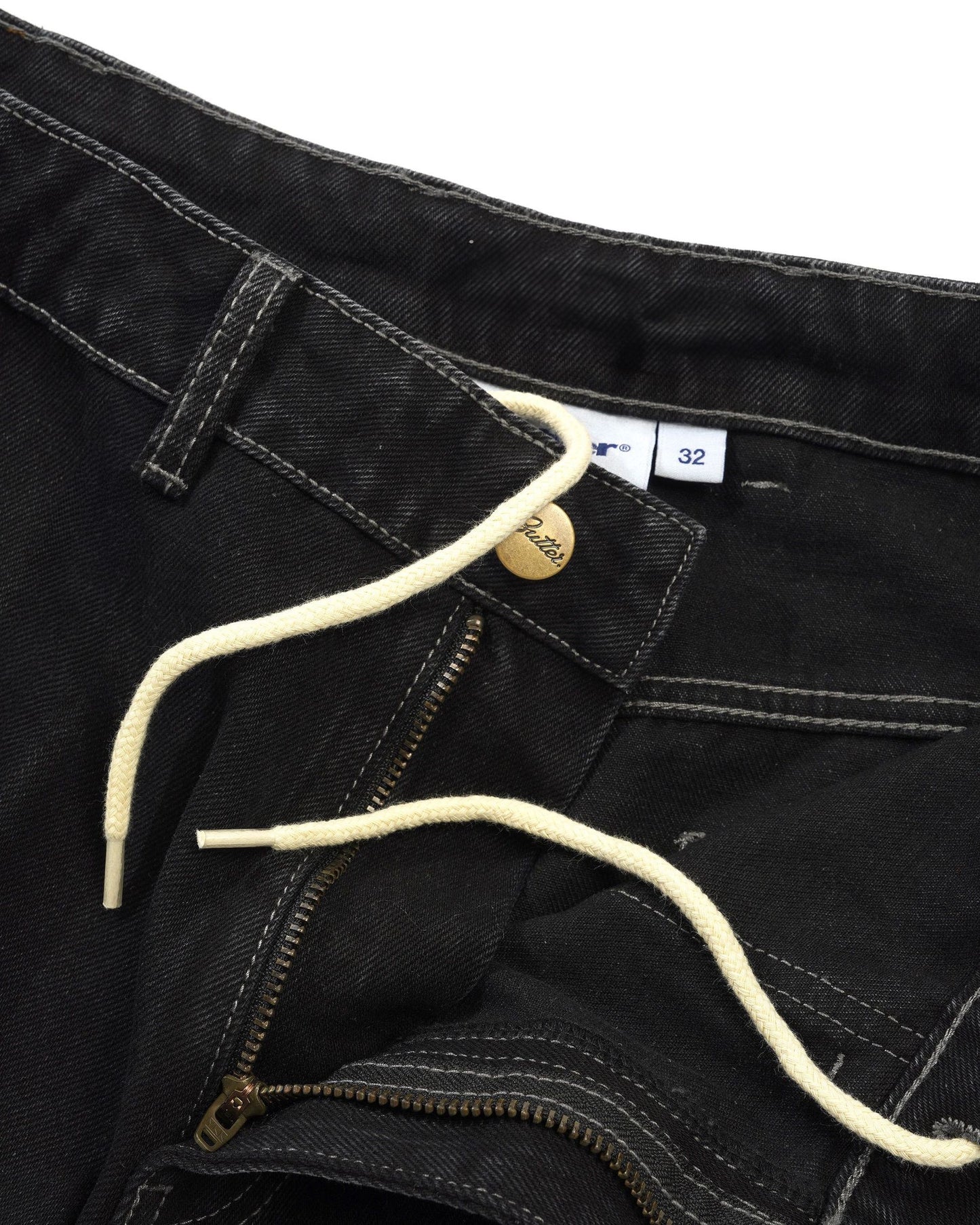 Butter Scribble Denim Shorts: Washed Black