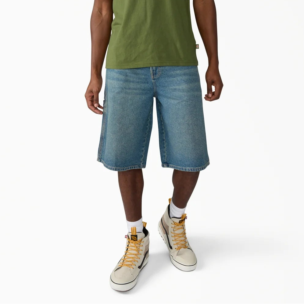 Dickies 958 Work Jeans Short 13" Loose Fit: Khaki Tinted Blue
