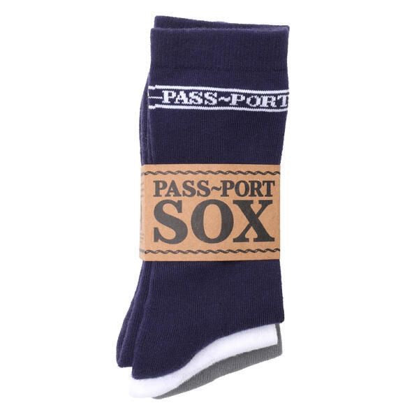 Pass-Port Hi Sox 3 Pack R44: Navy/White/Gray