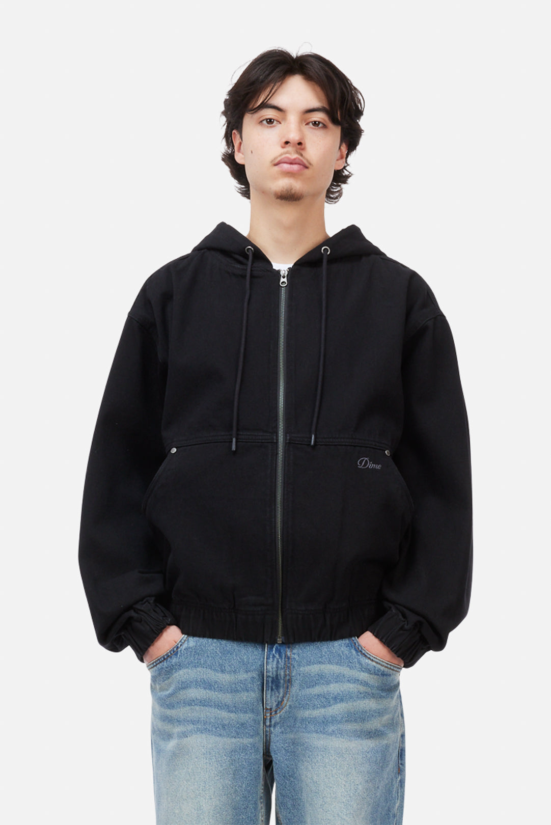 Dime Hooded Denim Jacket Black