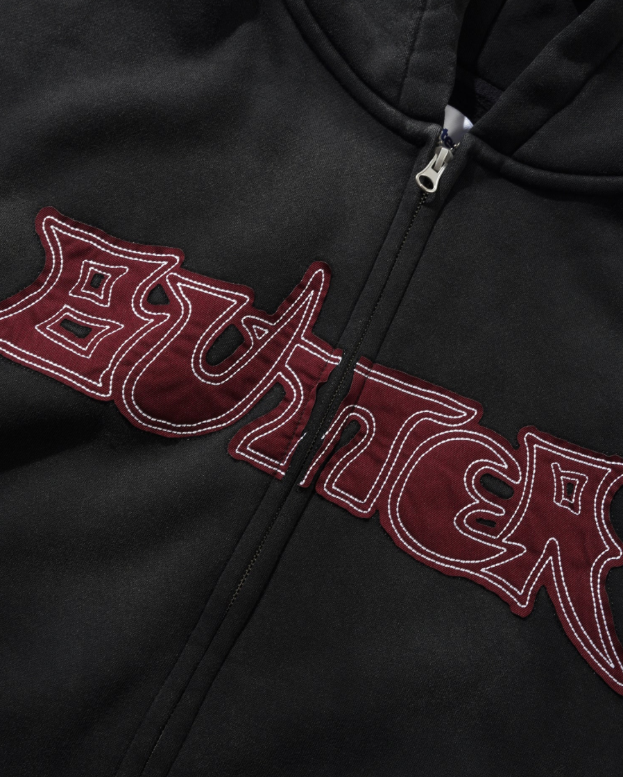 Butter Encounter Zip-Thru Hood Washed Black
