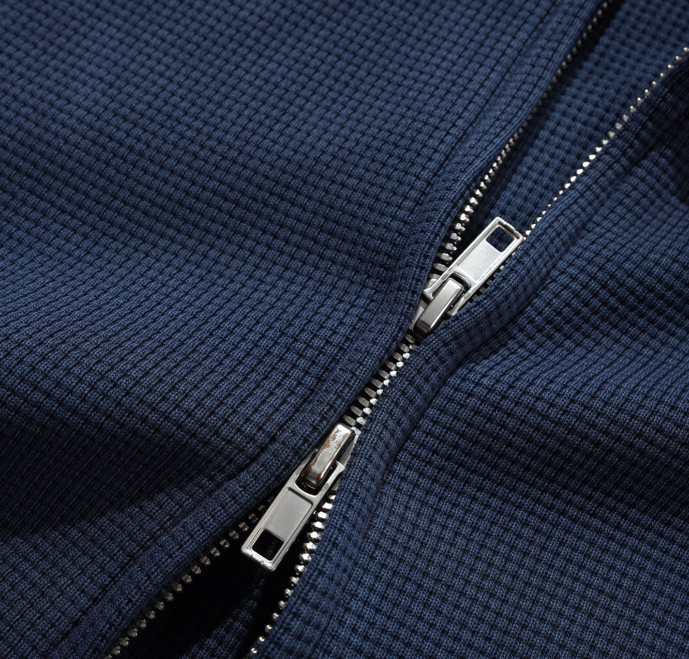 Butter Waffle Zip-Thru Hood Navy Overdye