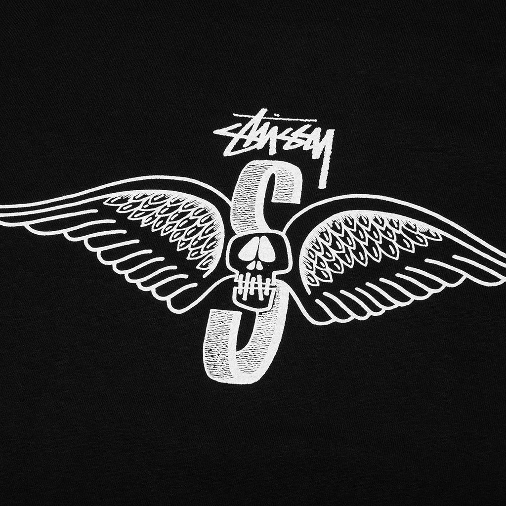 Stüssy Skull Wings Pig. Dyed LS Tee Black
