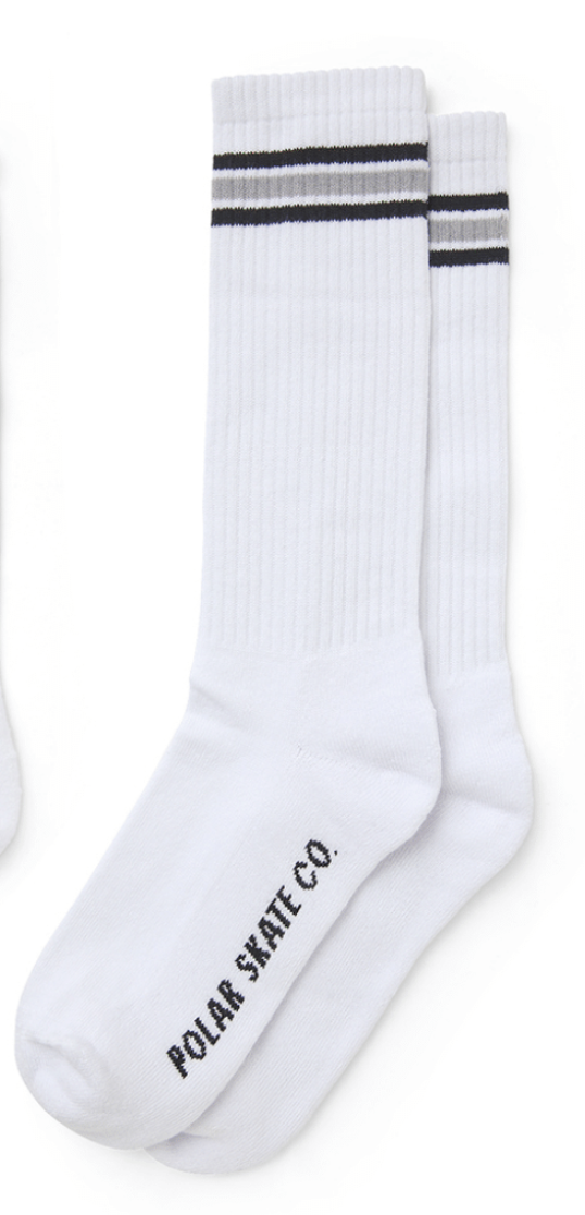 Polar Striped Socks Long SU22: White/Black/Grey