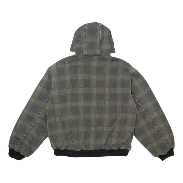 Hoddle Hooded Quilted Denim Jacket Plaid
