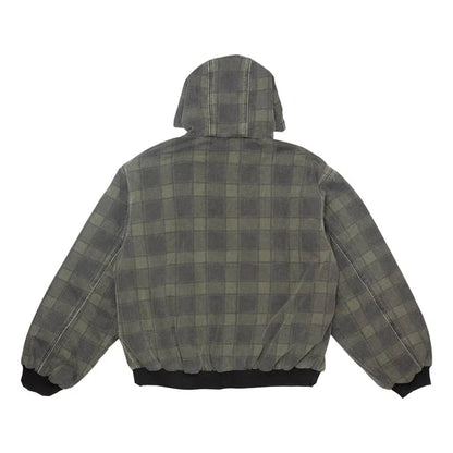 Hoddle Hooded Quilted Denim Jacket Plaid