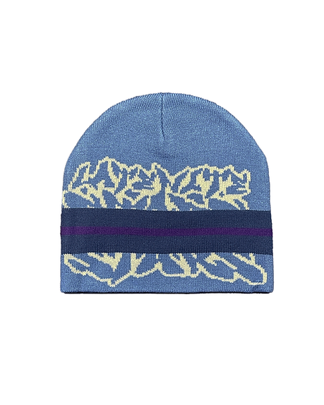 Late Nite Stars Striped Logo Beanie: Blue