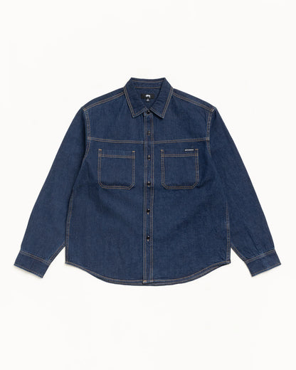 Stüssy Work Denim Shirt: Dark Denim