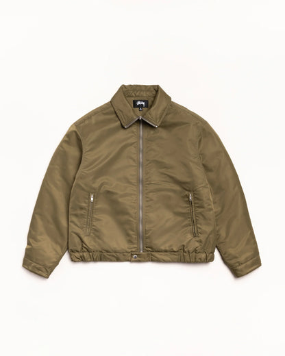 Stüssy Pile Lined Zip Jacket: Olive