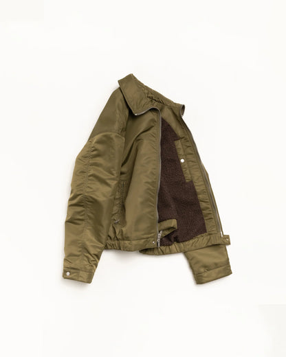Stüssy Pile Lined Zip Jacket: Olive