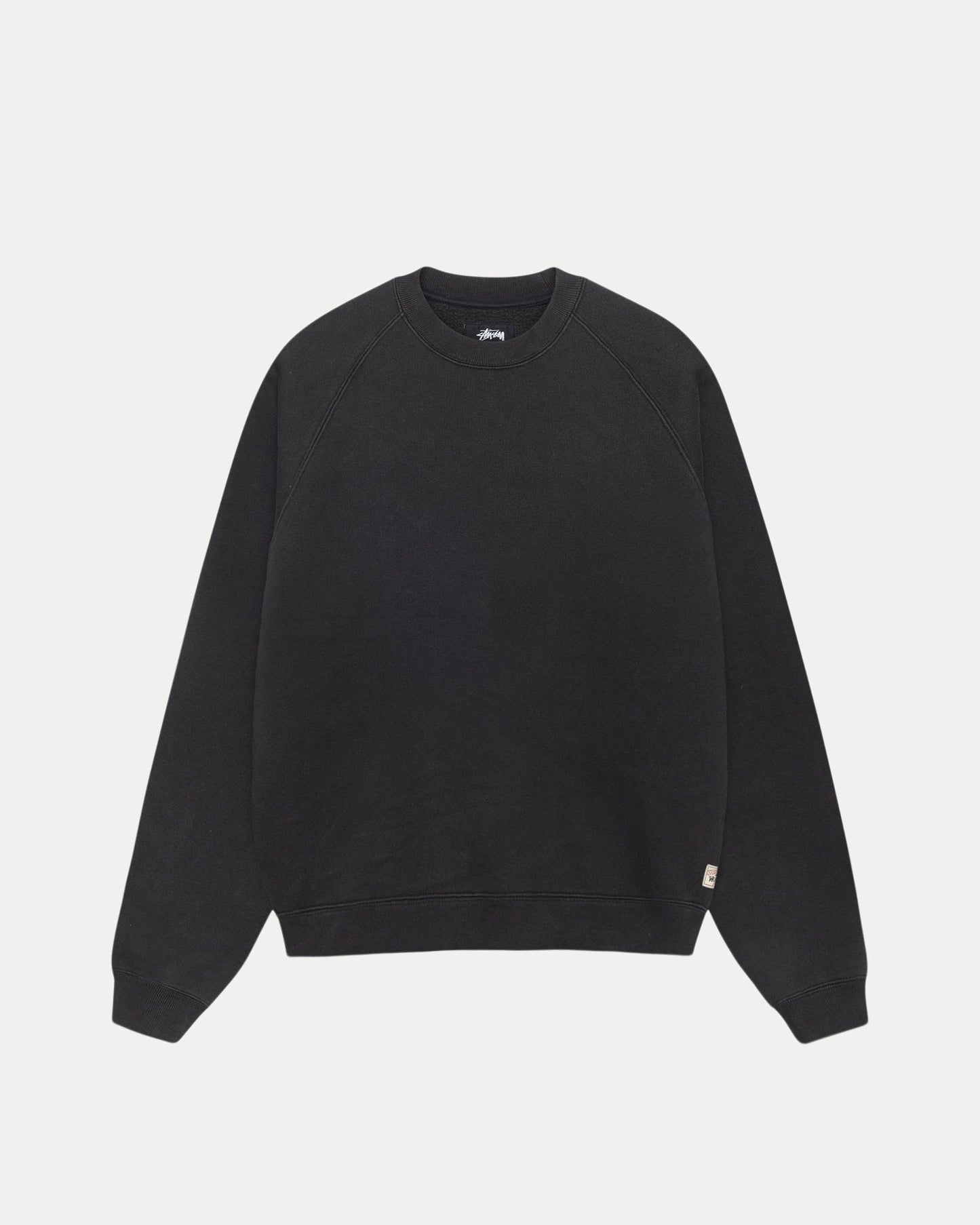 Stüssy Fleece Raglan Crew: Washed Black