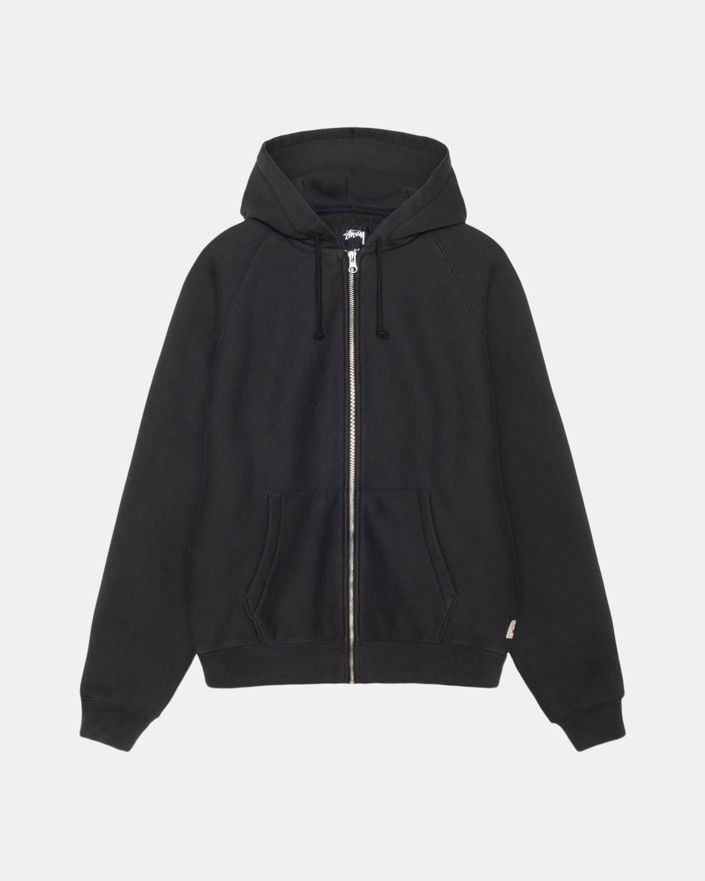 Stüssy Relaxed Zip Hoodie: Washed Black