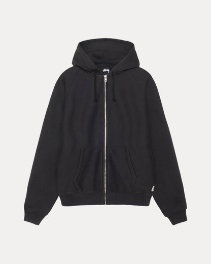 Stüssy Relaxed Zip Hoodie: Washed Black
