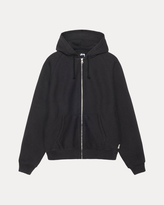 Stüssy Relaxed Zip Hoodie: Washed Black