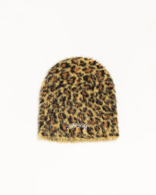 Stüssy Skullcap Leopard Beanie: Brown