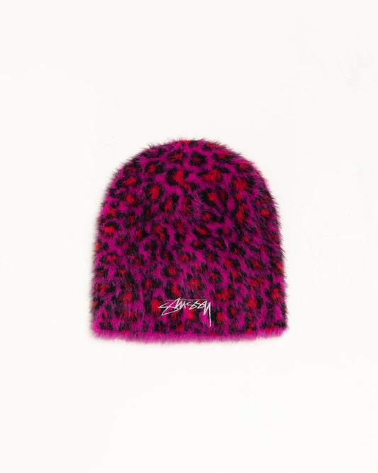 Stüssy Skullcap Leopard Beanie: Pink