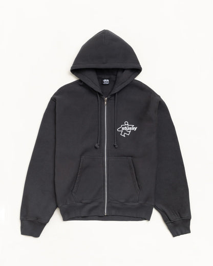 Stüssy Surf Size Gar Dyed Zip Hood Black