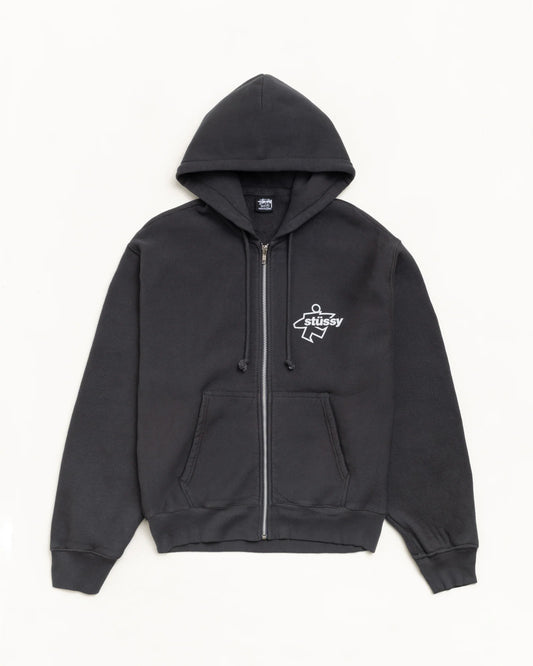 Stüssy Surf Size Gar Dyed Zip Hood Black