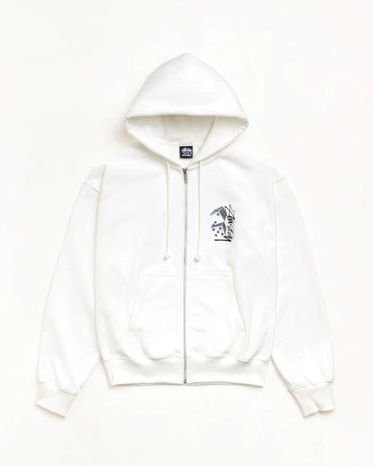 Stüssy Tall Dice Zip Hood: White