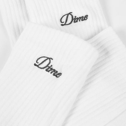 Dime Two Pack Crew Socks: White