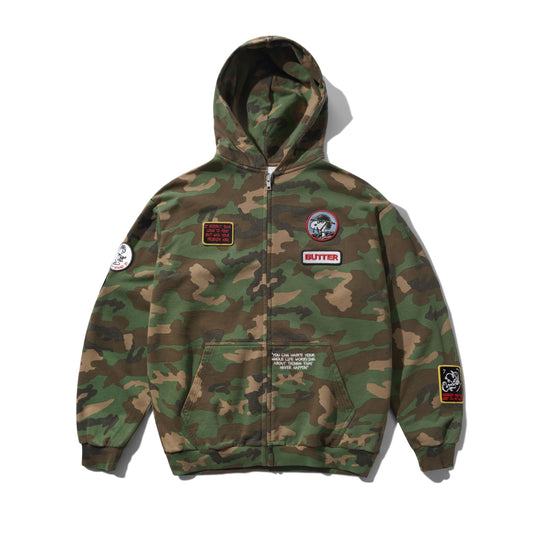 Butter Peanuts Patches Zip-Thru Hood Washed Camo