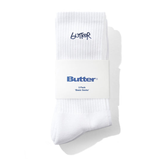 Butter 3-Pack Basic Socks: White