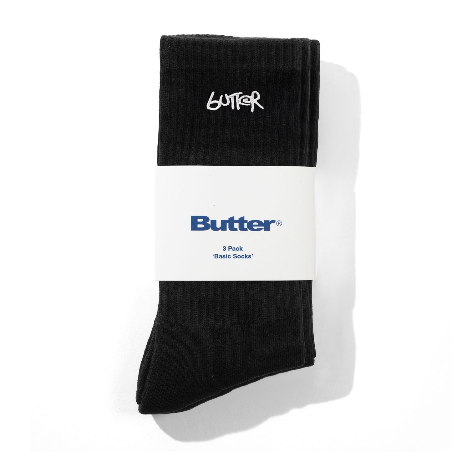 Butter 3-Pack Basic Socks: Black