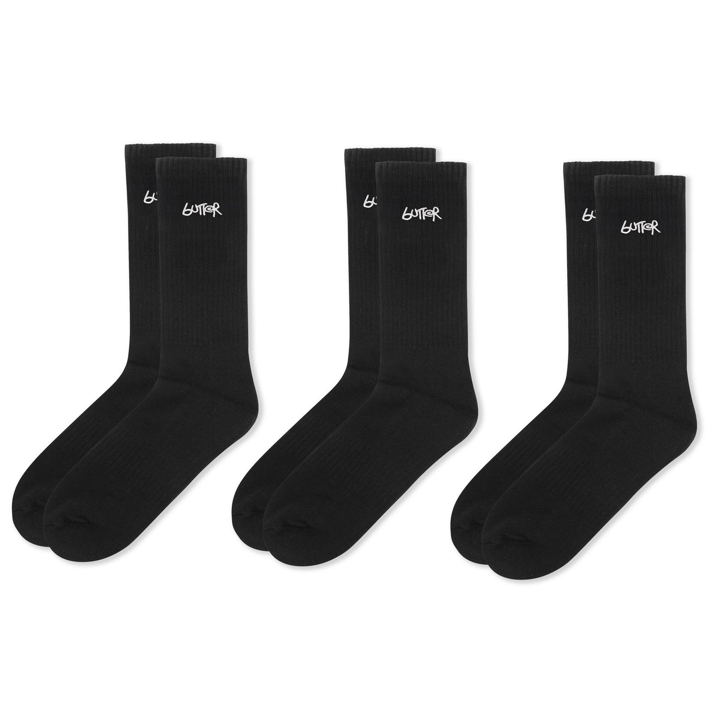 Butter 3-Pack Basic Socks: Black