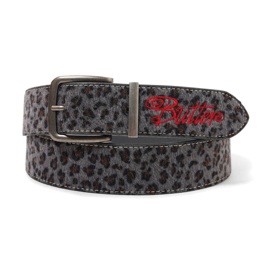 Butter Animal Hide Belt: Gray Leopard