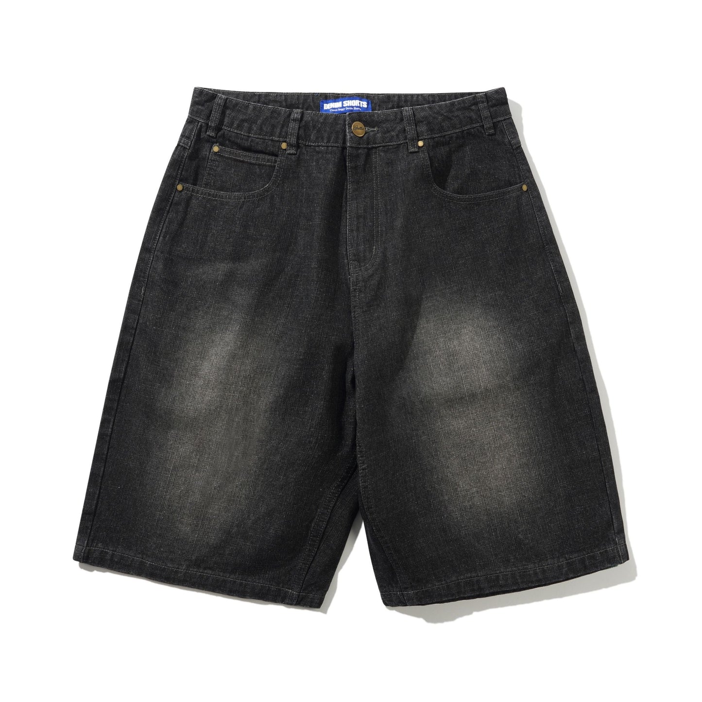 Butter Scorpion Stitch Denim Shorts: Slub Black