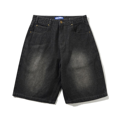 Butter Scorpion Stitch Denim Shorts: Slub Black
