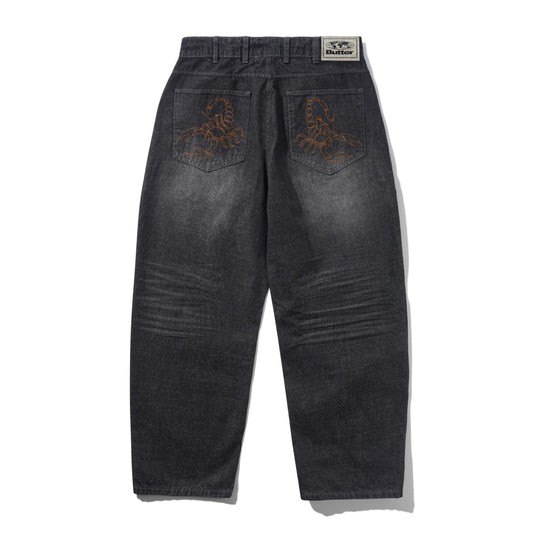 Butter Scorpion Stitch Denim Jeans: Slub Black