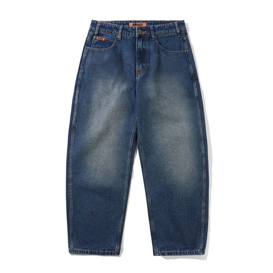 Butter Baggy Denim Jeans: Distressed Indigo