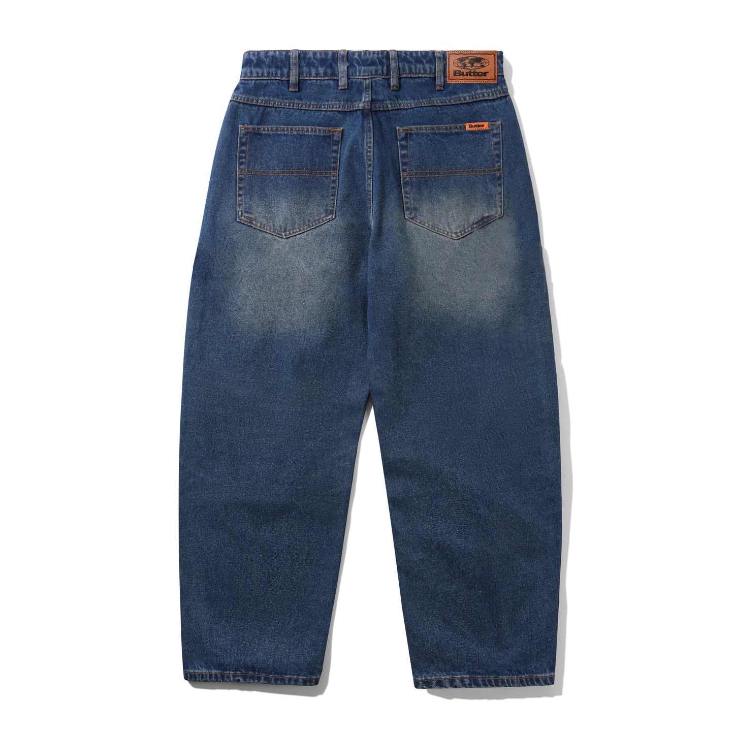 Butter Baggy Denim Jeans: Distressed Indigo