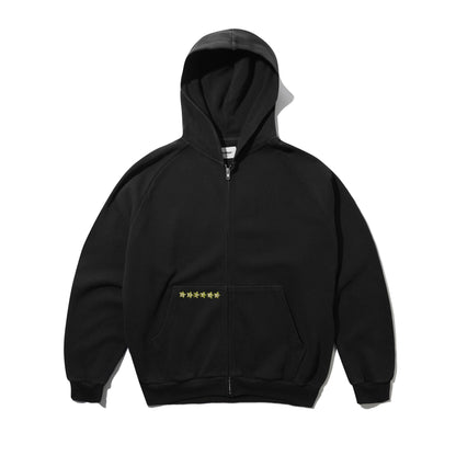 Butter Stars Waffle Zip-Thru Hood Black