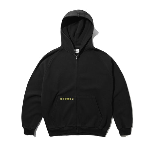 Butter Stars Waffle Zip-Thru Hood Black