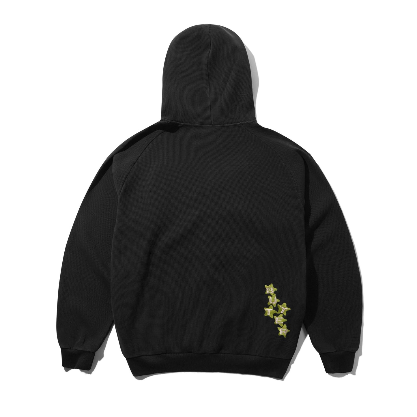 Butter Stars Waffle Zip-Thru Hood Black