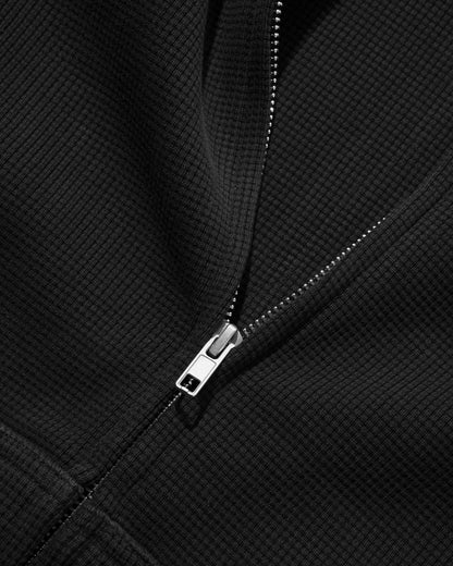 Butter Stars Waffle Zip-Thru Hood Black