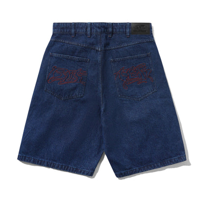 Butter Drummer Baggy Denim Shorts: Raw Dark Indigo