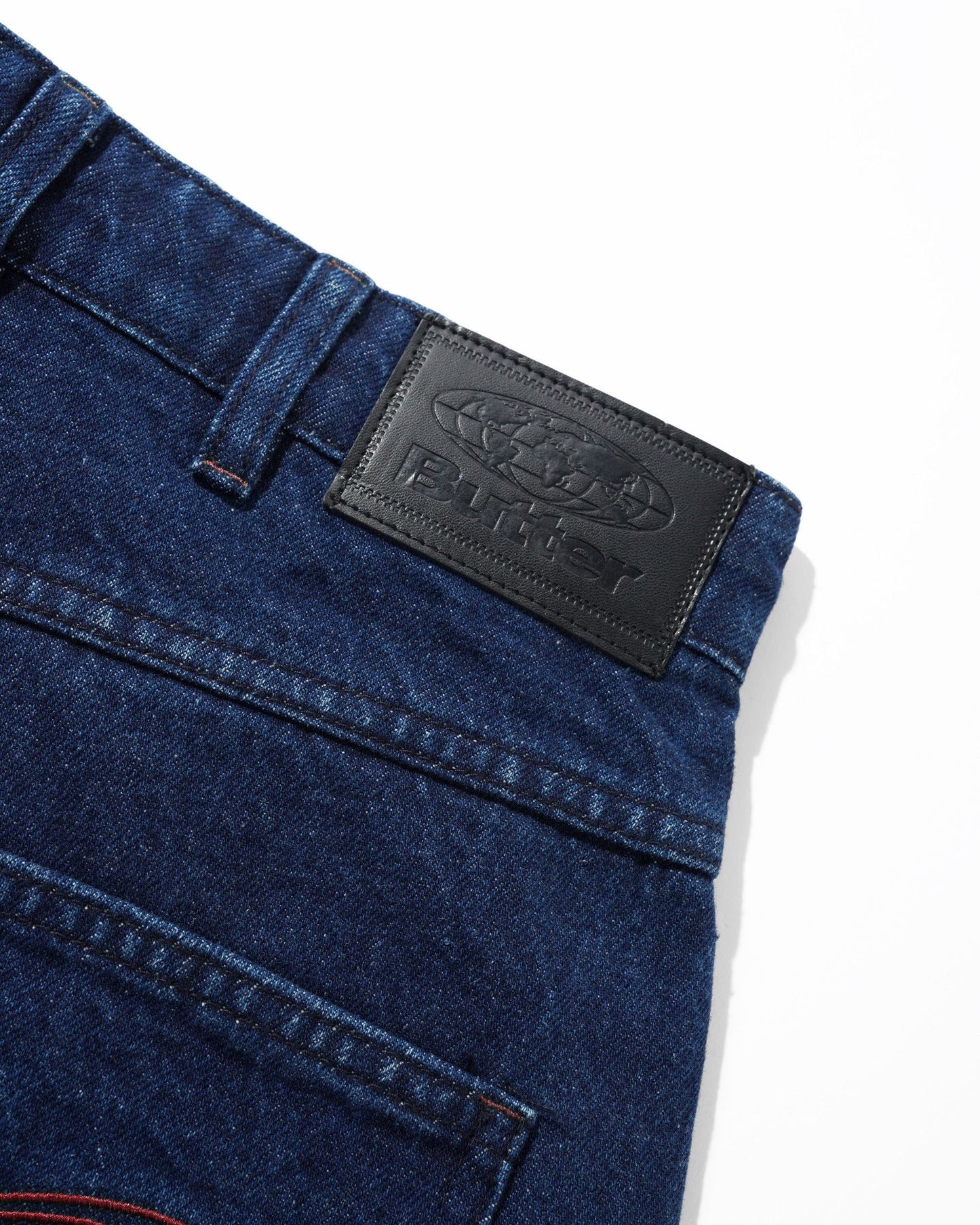 Butter Drummer Baggy Denim Shorts: Raw Dark Indigo