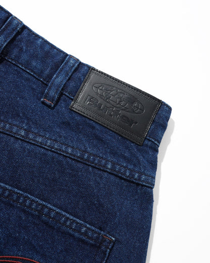 Butter Drummer Baggy Denim Shorts: Raw Dark Indigo