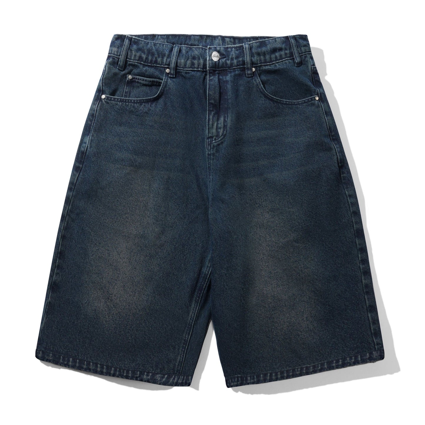 Butter Distressed Big Denim Shorts: Washed Dark Blue