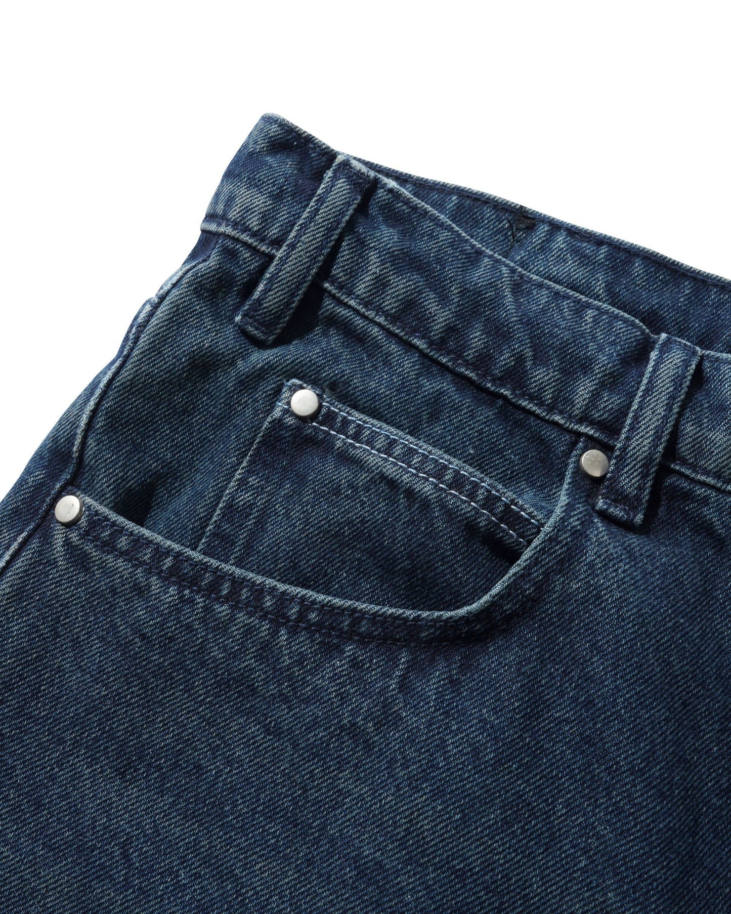 Butter Distressed Big Denim Shorts: Washed Dark Blue