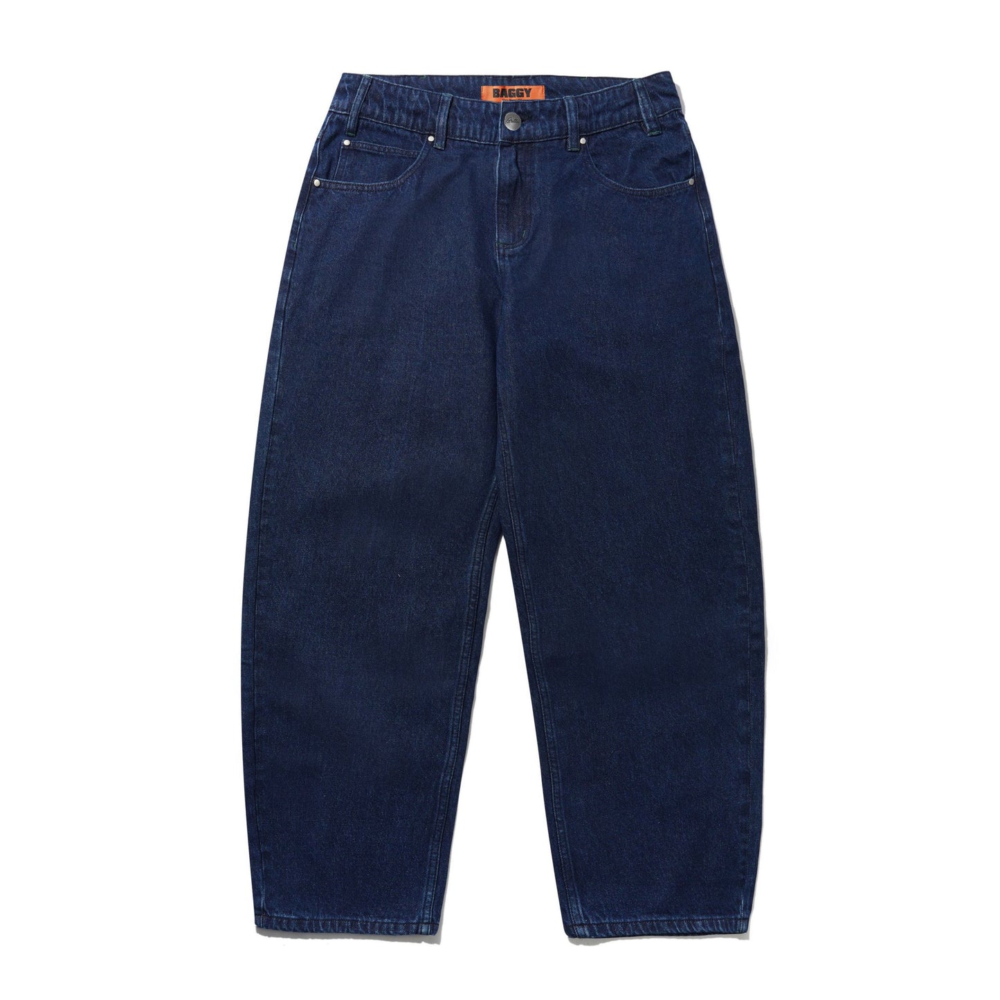 Butter Drummer Baggy Denim Jeans: Raw Dark Indigo