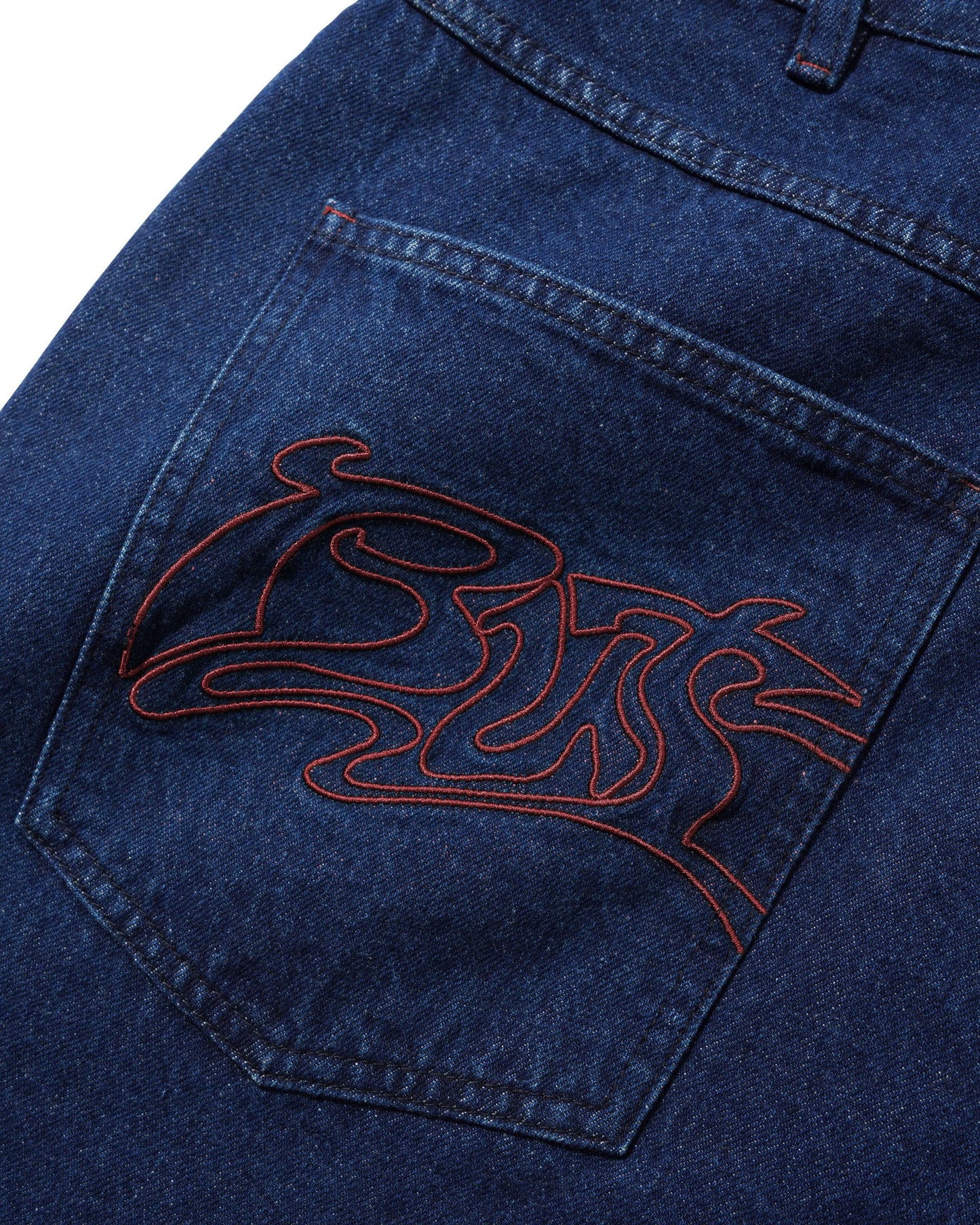 Butter Drummer Baggy Denim Jeans: Raw Dark Indigo