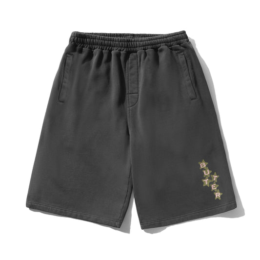 Butter Stars Fleece Shorts Washed Black