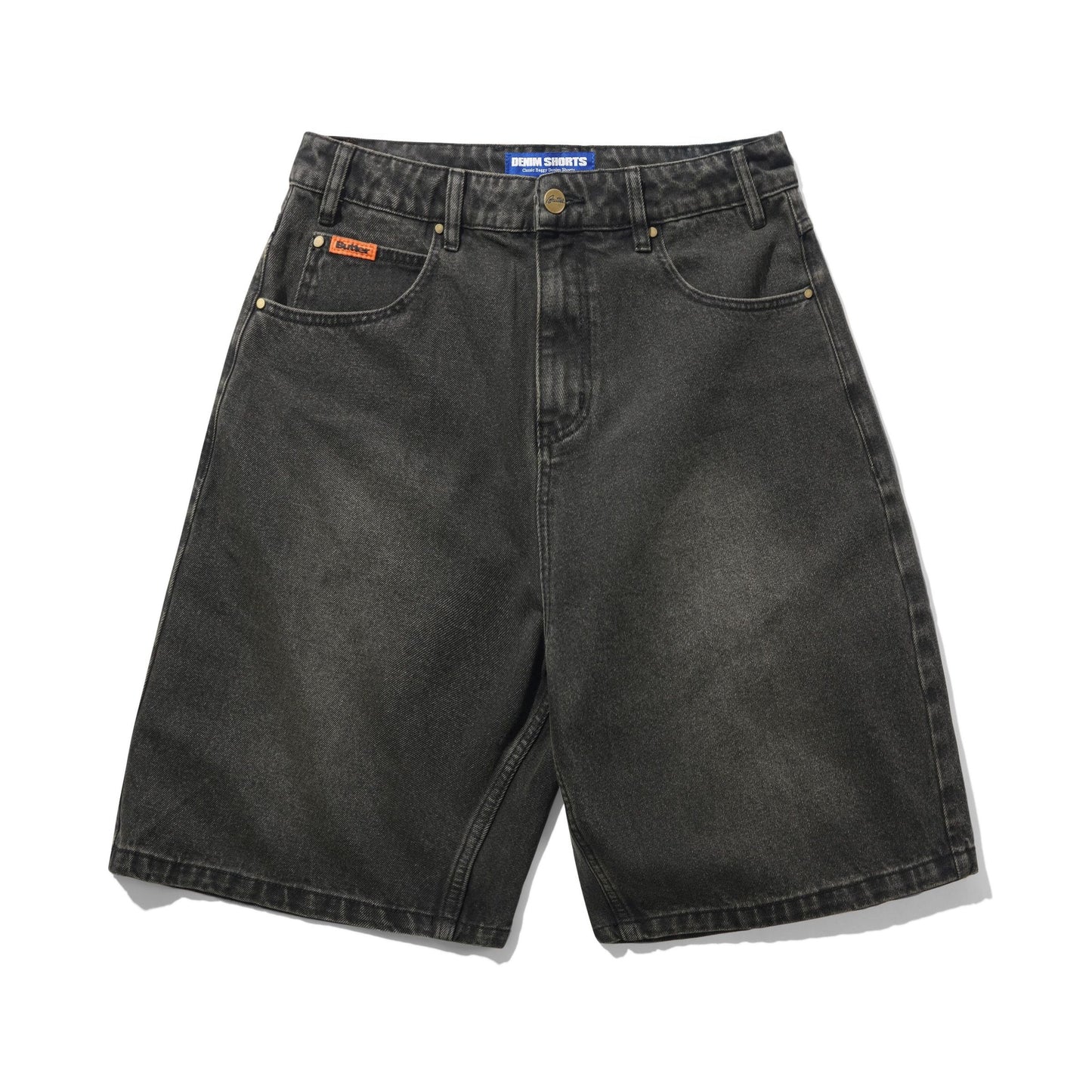 Butter Baggy Denim Shorts: Faded Black
