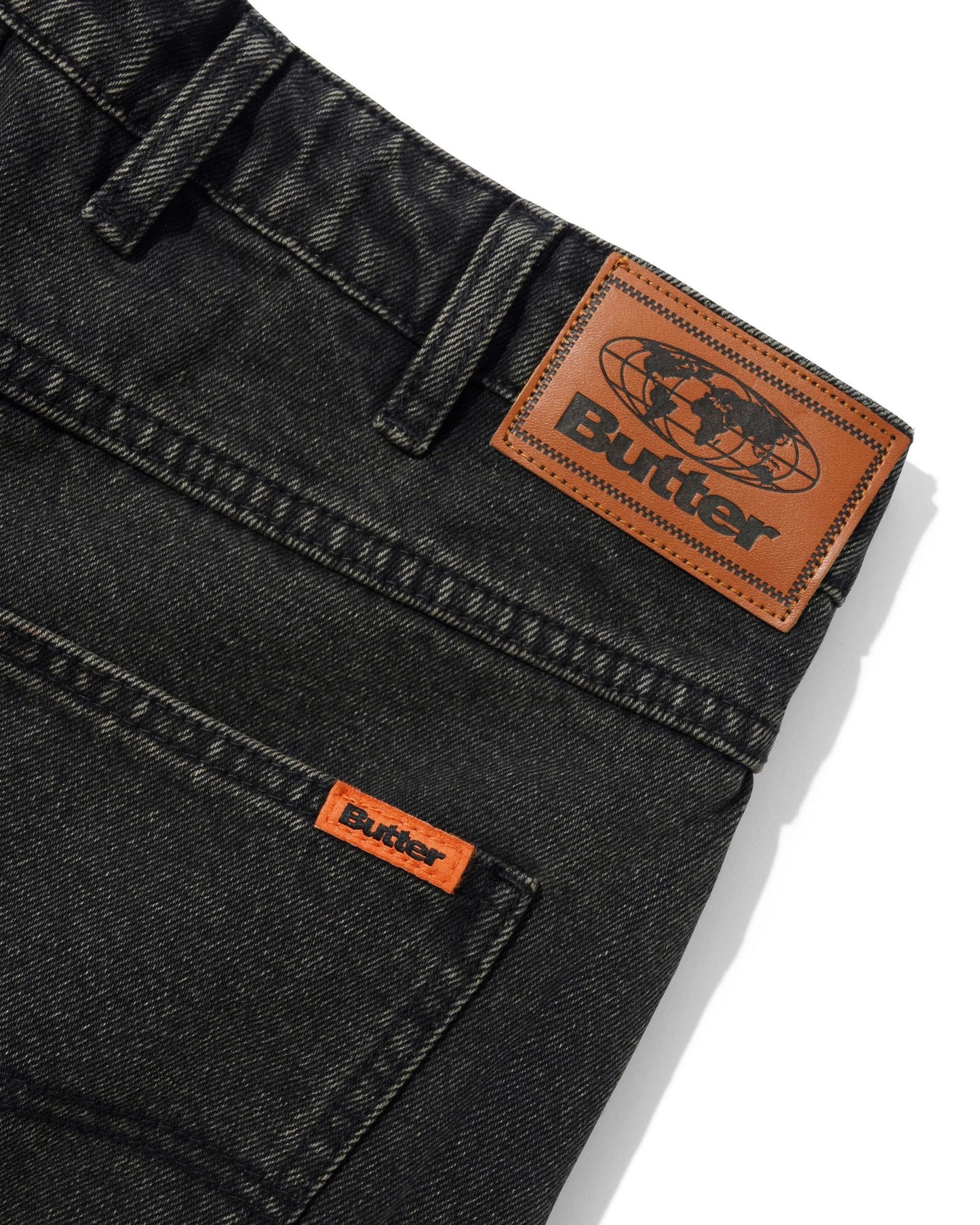 Butter Baggy Denim Shorts: Faded Black