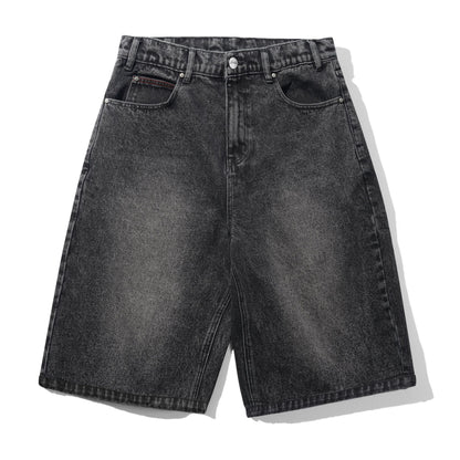 Butter Distressed Big Denim Shorts: Gun Metal