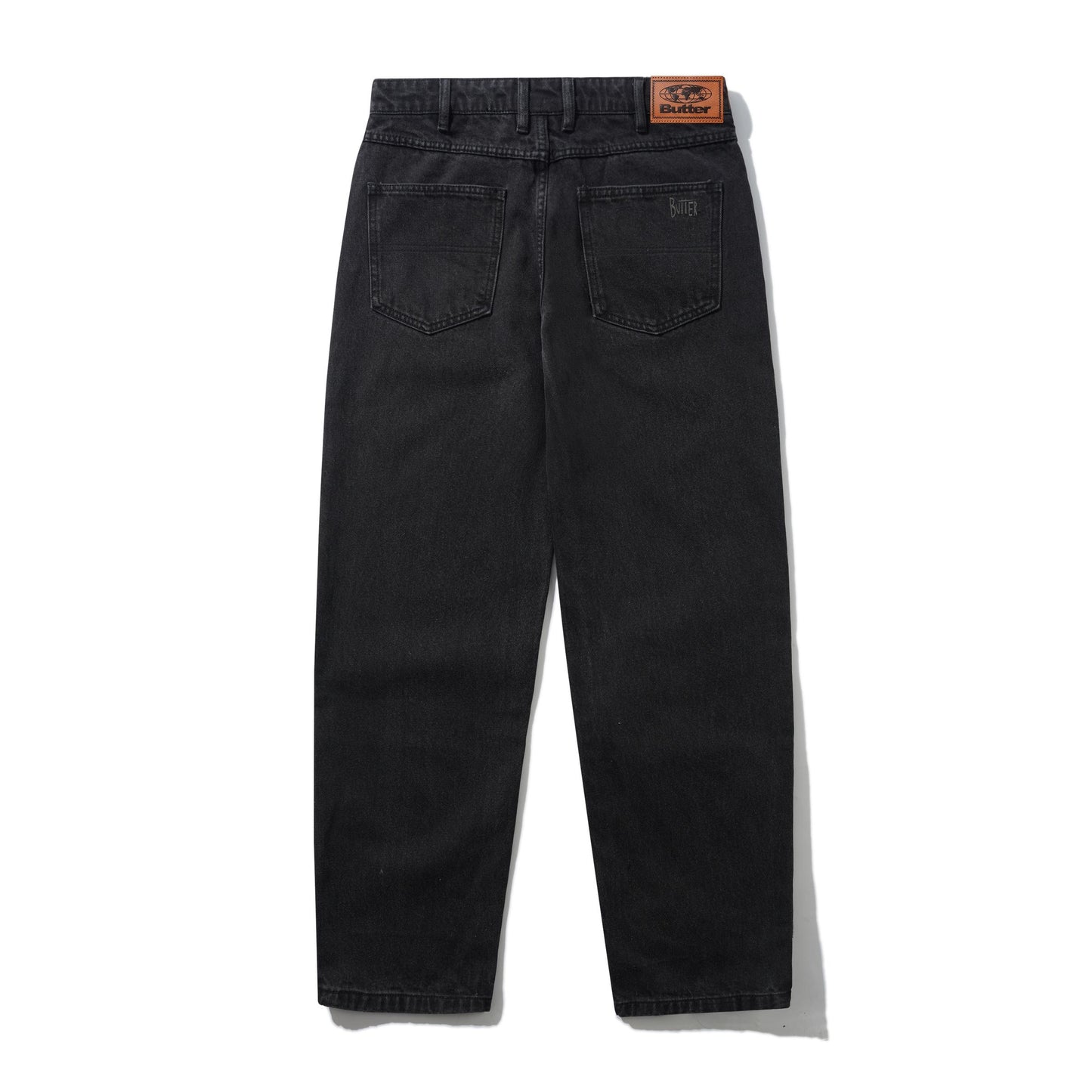 Butter Straight Leg Denim Jeans: Washed Black